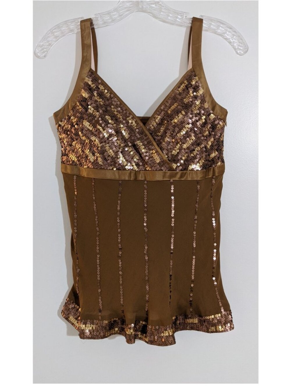 Vintage Glam - INC International Concepts Silk Sequin Cami Caramel Brown  8P